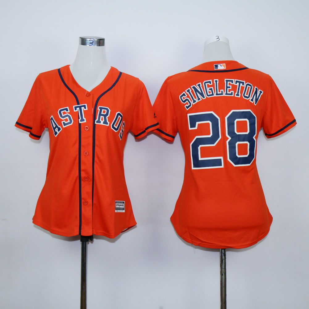 Women Houston Astros #28 Singleton Oragne MLB Jerseys->houston astros->MLB Jersey